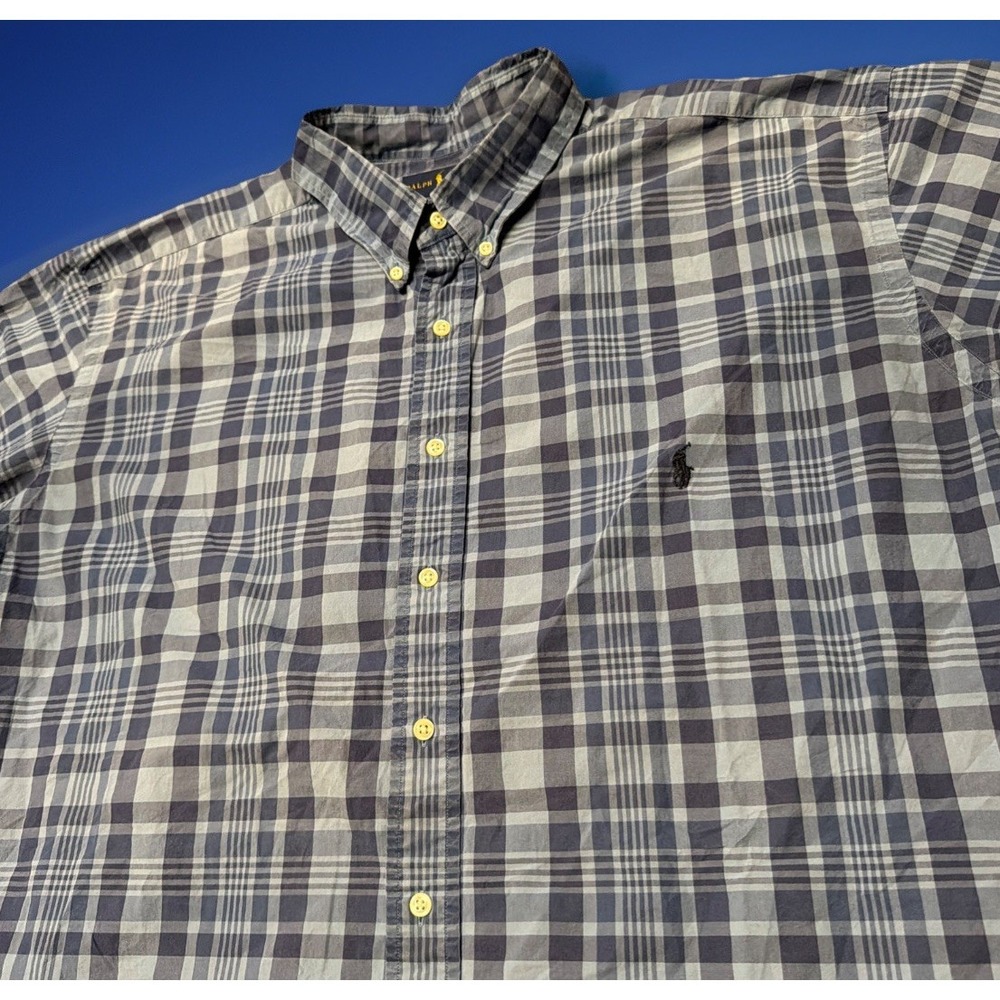 Polo Ralph Lauren Shirt Men 3XLT Tall Short Sleeve Blue Plaid Small Pony